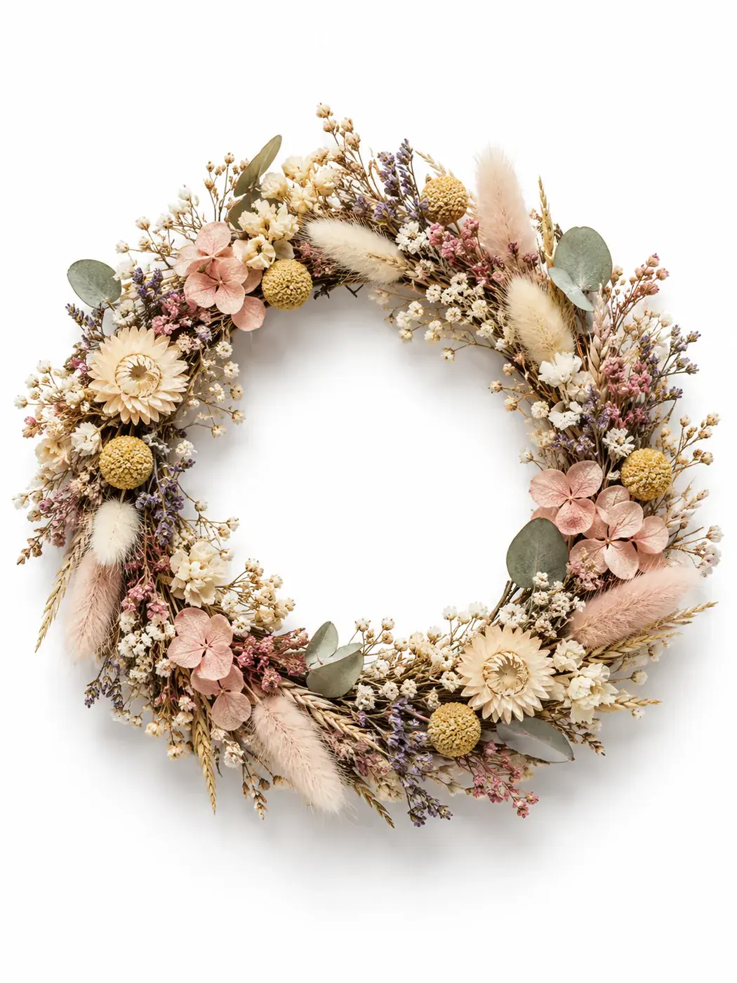 Couronne de fleurs finalisée, ombre portée réaliste